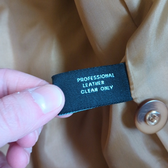 H Y Womens Vintage Leather Blazer XL Tan Mobwife 70s Hippie Quiet Luxury Classic - Picture 11 of 15